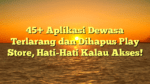 45+ Aplikasi Dewasa Terlarang dan Dihapus Play Store, Hati-Hati Kalau Akses!