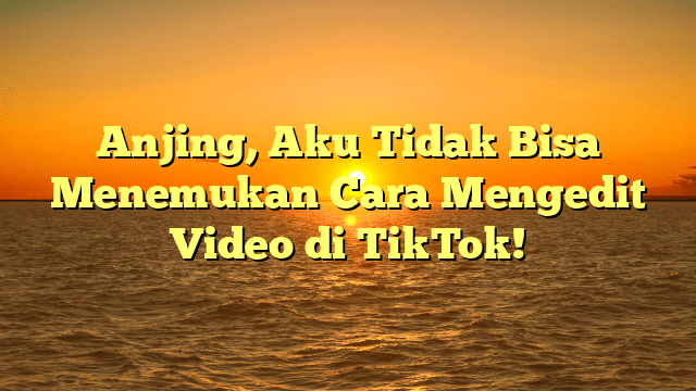 Anjing, Aku Tidak Bisa Menemukan Cara Mengedit Video di TikTok!