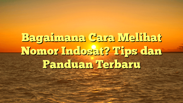 Bagaimana Cara Melihat Nomor Indosat? Tips dan Panduan Terbaru