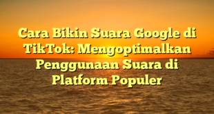 Cara Bikin Suara Google di TikTok: Mengoptimalkan Penggunaan Suara di Platform Populer