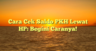 Cara Cek Saldo PKH Lewat HP: Begini Caranya!