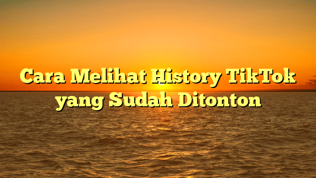 Cara Melihat History TikTok yang Sudah Ditonton