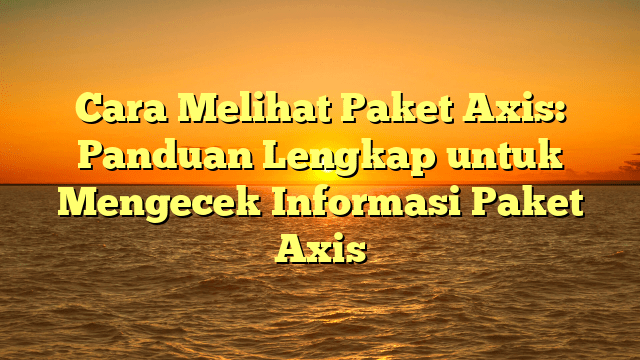 Cara Melihat Paket Axis: Panduan Lengkap untuk Mengecek Informasi Paket Axis