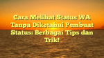 Cara Melihat Status WA Tanpa Diketahui Pembuat Status: Berbagai Tips dan Trik!