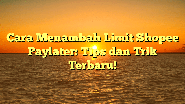 Cara Menambah Limit Shopee Paylater: Tips dan Trik Terbaru!