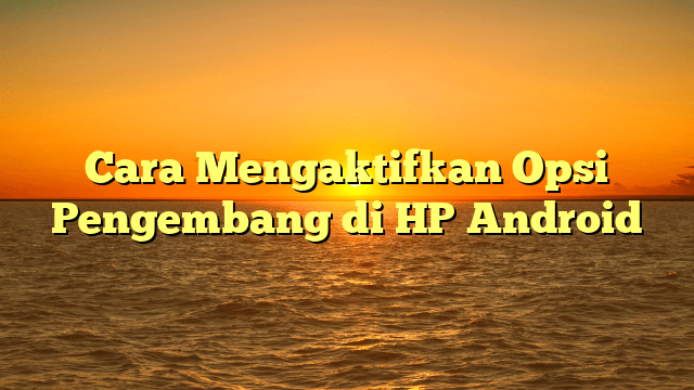 Cara Mengaktifkan Opsi Pengembang di HP Android
