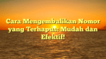 Cara Mengembalikan Nomor yang Terhapus: Mudah dan Efektif!